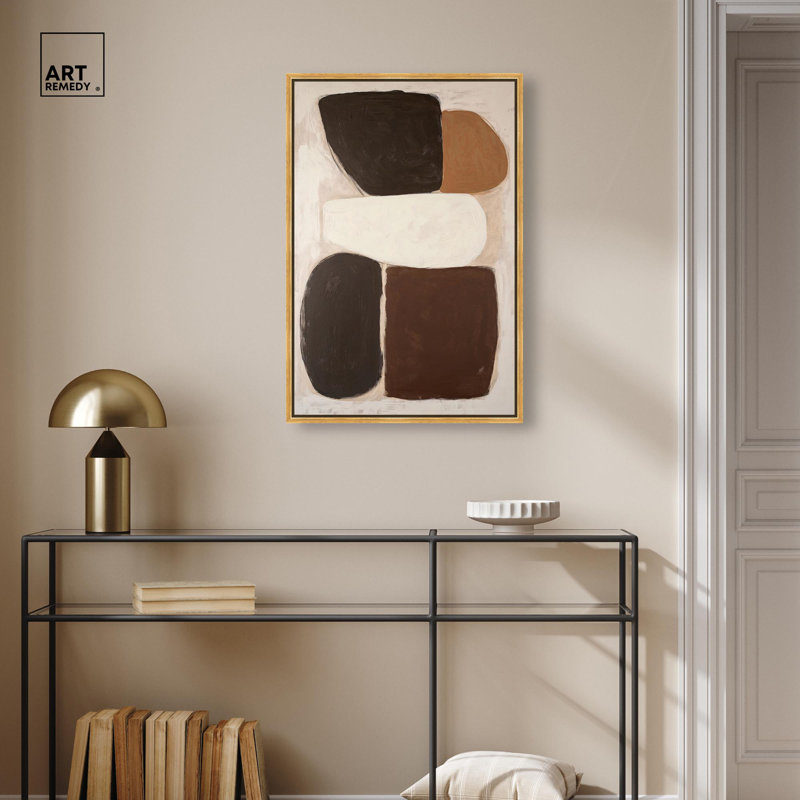 «Asymmetric Balance I» par Art Remedy, H 31 po x l 21 po, Cadre flottant, Doré
