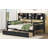 Daybed, Wood Slat Support, With Bedside Shelves And Two Drawers, Espresso-2144919539