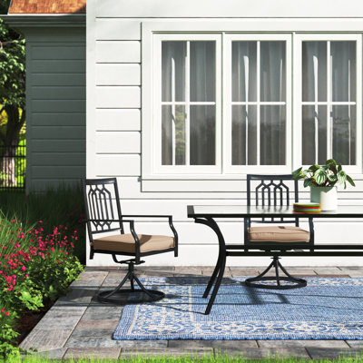 Fauteuil de salle à manger d'extérieur thermolaqué avec coussin Leonard Premium