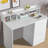 43.31in White Particle Board with Embossed Melamine Laminated Desktop Storage Layer, Three-Drawer Computer Desk-435480125