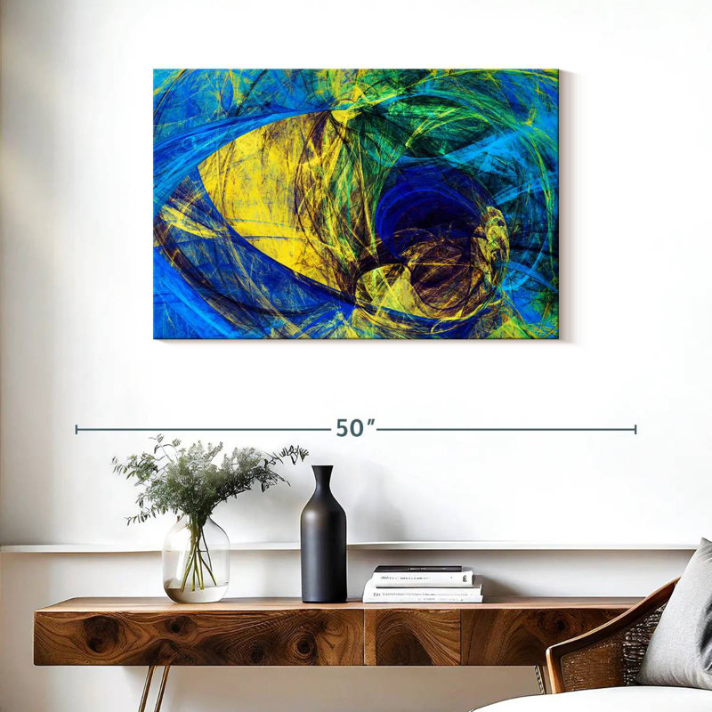 Avery Blue Abstract Tunnels, 24" H x 36" W