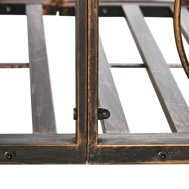 Bronze 6ft Metal Garden Bridge with Safety Rails