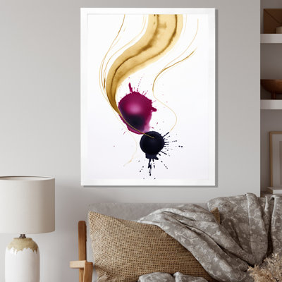 Encre magenta exquise, nuages d'encre I - peinture murale abstraite