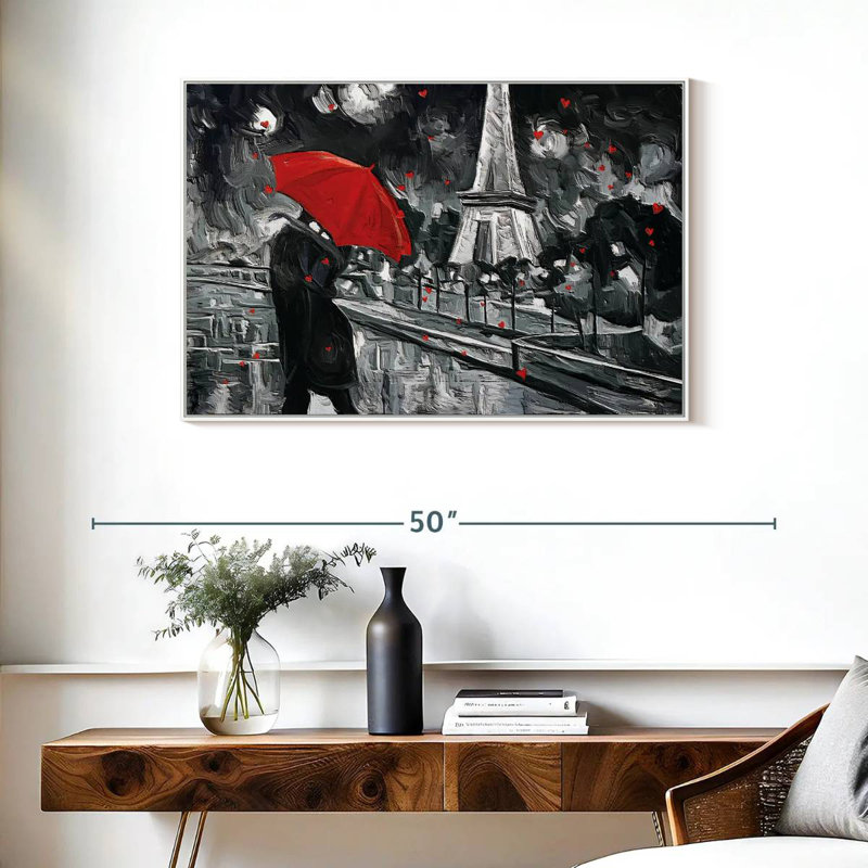 Paris Night Couple Pop, Cadre flottant blanc, 37 po x 25 po