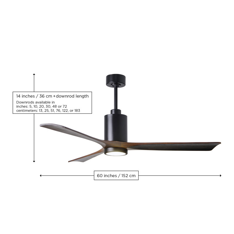 Patricia LED Downrod Ceiling Fan, Textured Bronze, Barn Wood Tone