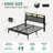 King Size Bed Frame With Upholstered Headboard, Platform Bed With Led Lights & Charging Station, Black-1560049203