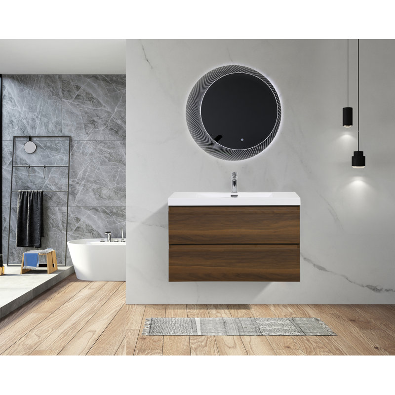 Bacup 35.5" Wall-Mounted Single Bathroom Vanity Set