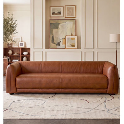 Sofa Nevada moderne en cuir pleine fleur avec pieds en bois massif