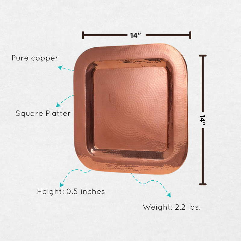 Small Hand Hammered Copper Square Platter