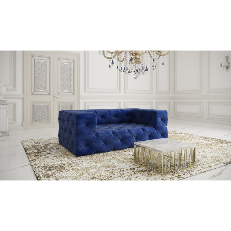 Jannie 2 Seater Velvet Sofa, Navy Blue