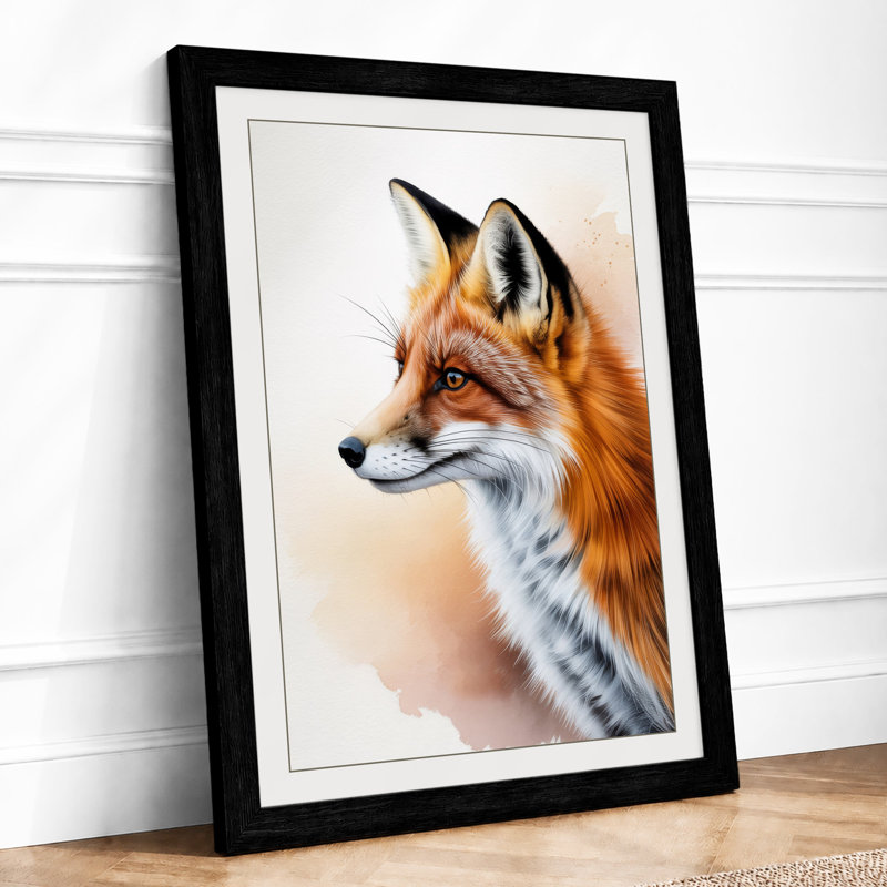 Fox in Profile Boho - Framed Print, A4 - 29.7 x 21.0 cm, Black