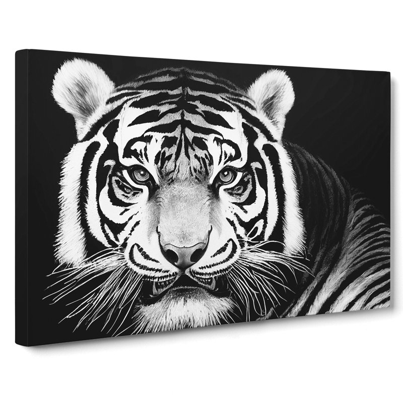 Monochrome Tiger Vol.4 - Wrapped Canvas, 40cm H x 60cm W x 3cm D