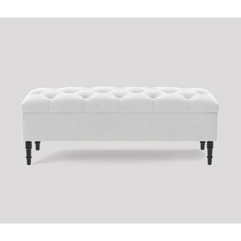 Storage Bench, White Plush Velvet