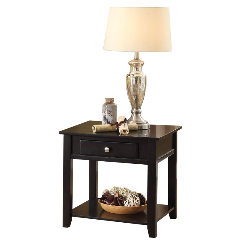 Pullman Contemporary 22" Square 1-Drawer End Table with Storage in Black