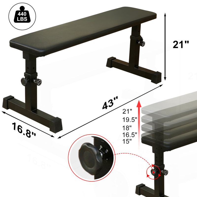 LE banc de musculation plat pour l'entraînement en force avec hauteur réglable à 5 niveaux