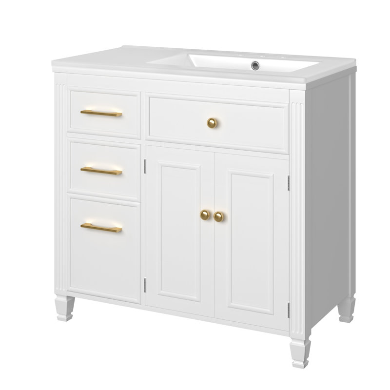 Meuble-lavabo simple 36 po avec comptoir, Blanc