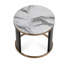 Table de bout Besy, faux marbre blanc 24 po, base anneau doré, noir