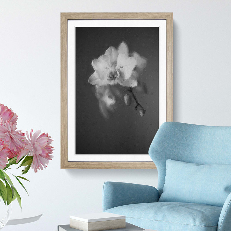 Pretty White Orchid - Framed Print, Oak, 76cm H x 50cm W x 2cm D