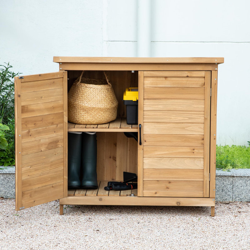 Armoire de rangement extérieure avec 2 tablettes, petite remise de jardin en bois
