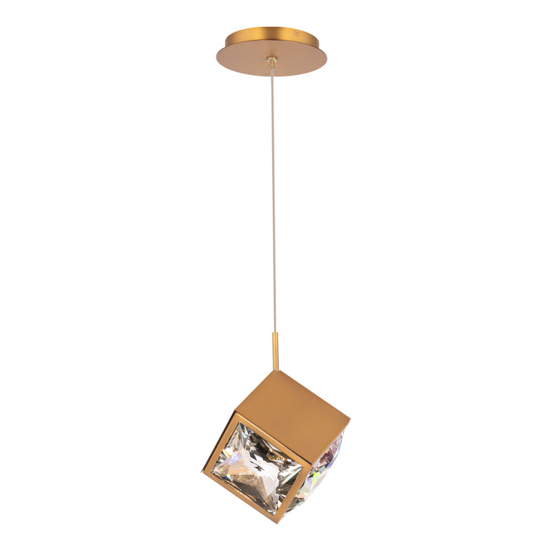 Ice Cube 1 - Light LED Pendant, Aged Brass