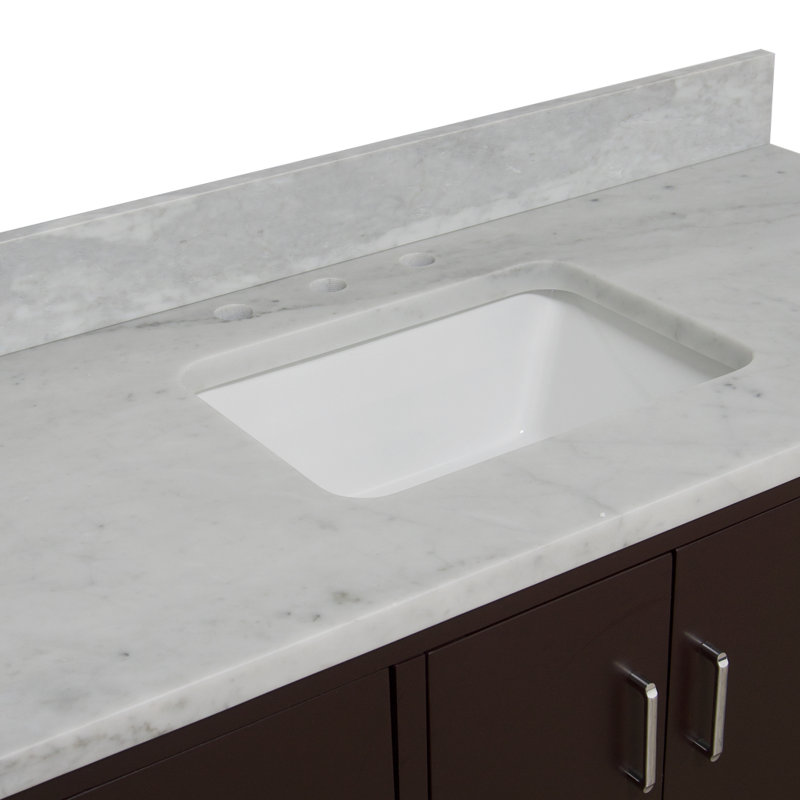 Ensemble de meuble-lavabo simple 48 po Kiara, Chocolat, Marbre