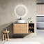 Meuble-lavabo de 42 po pour la salle de bain, lavabo d'art en céramique, 1 tablette de rangement, 2 portes à fermeture en douceur, dalle de pierre blanche