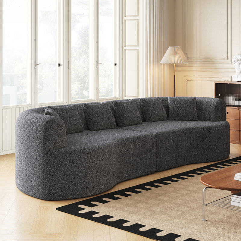 Canapé modulaire courbé, Tissu gris