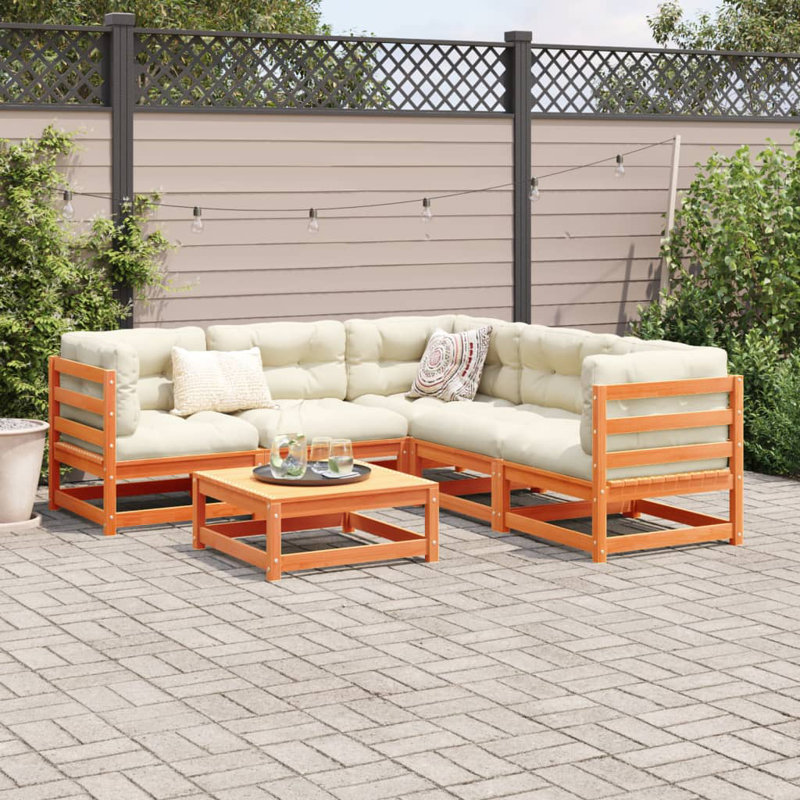 Alpen Home 6 Piece Garden Sofa Set Solid Wood, Wax Brown