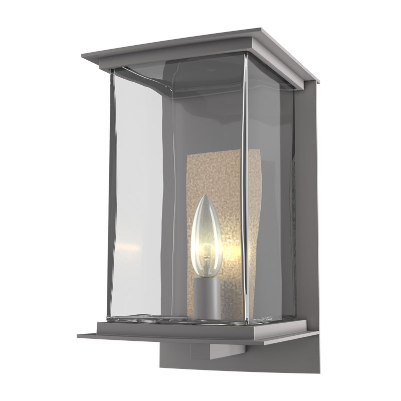 Kingston 7" Outdoor Wall Lantern, Translucent Soft Gold, Coastal Burnished Steel, 12.1'' H X 7'' W X 7.2'' D