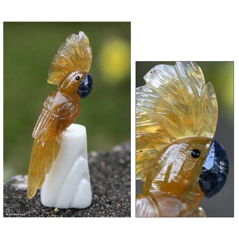 Figurine cacatoès fluorite et calcite Godwin