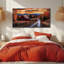 Automne, décoration murale, grange rouge, paysage mural, image naturelle, coucher de soleil, décor de toile pour salon, affiche rustique 24 po x 48 po