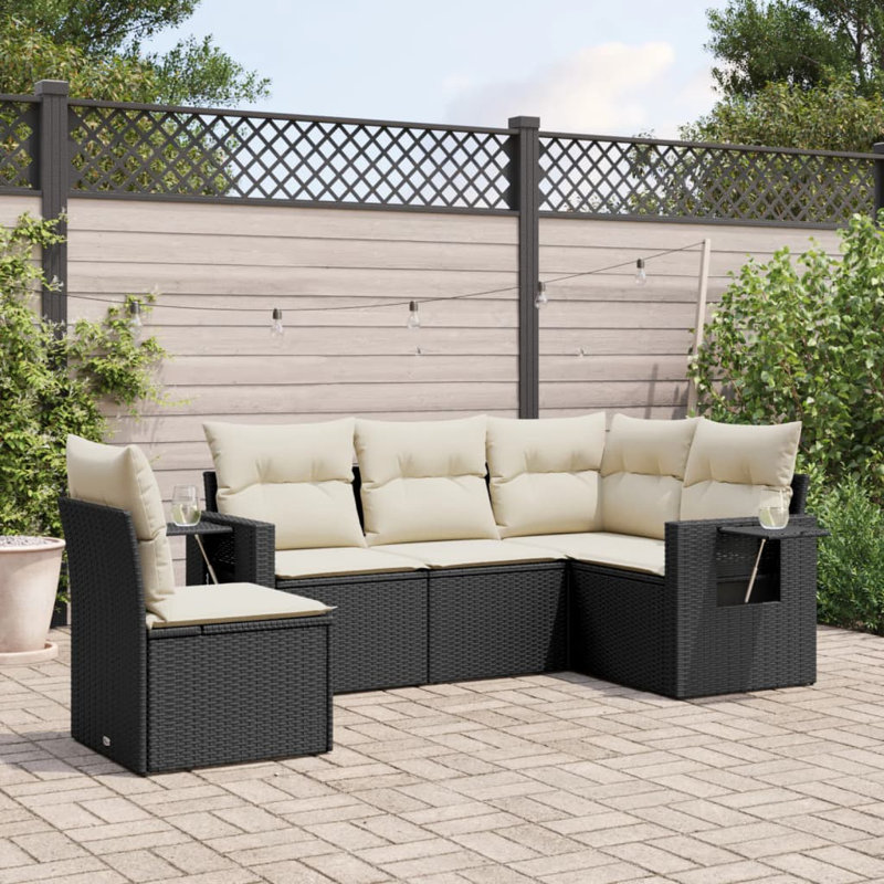 Ensemble de canapé de jardin Vidaxl noir, blanc crème