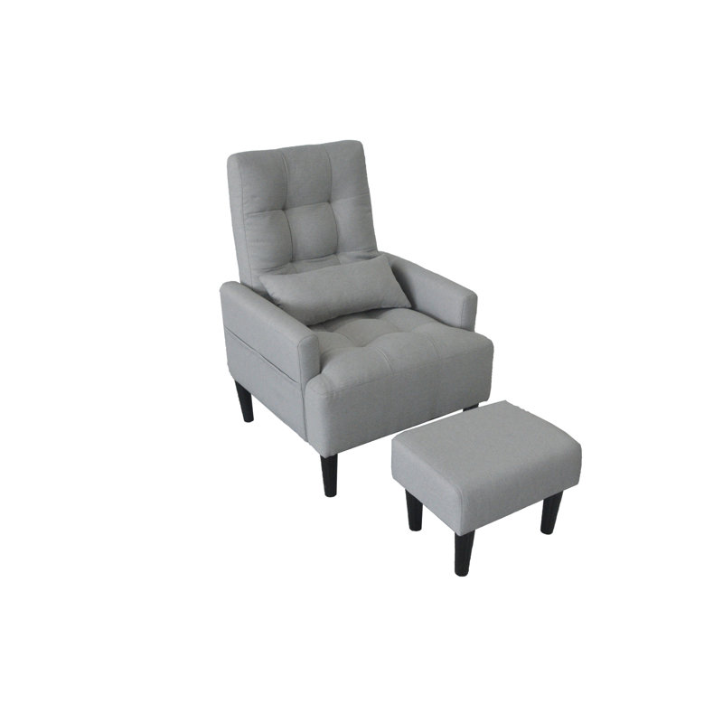 Fauteuil de salon avec plusieurs angles et rembourrage en mousse dans un tissu inclinable gris moderne