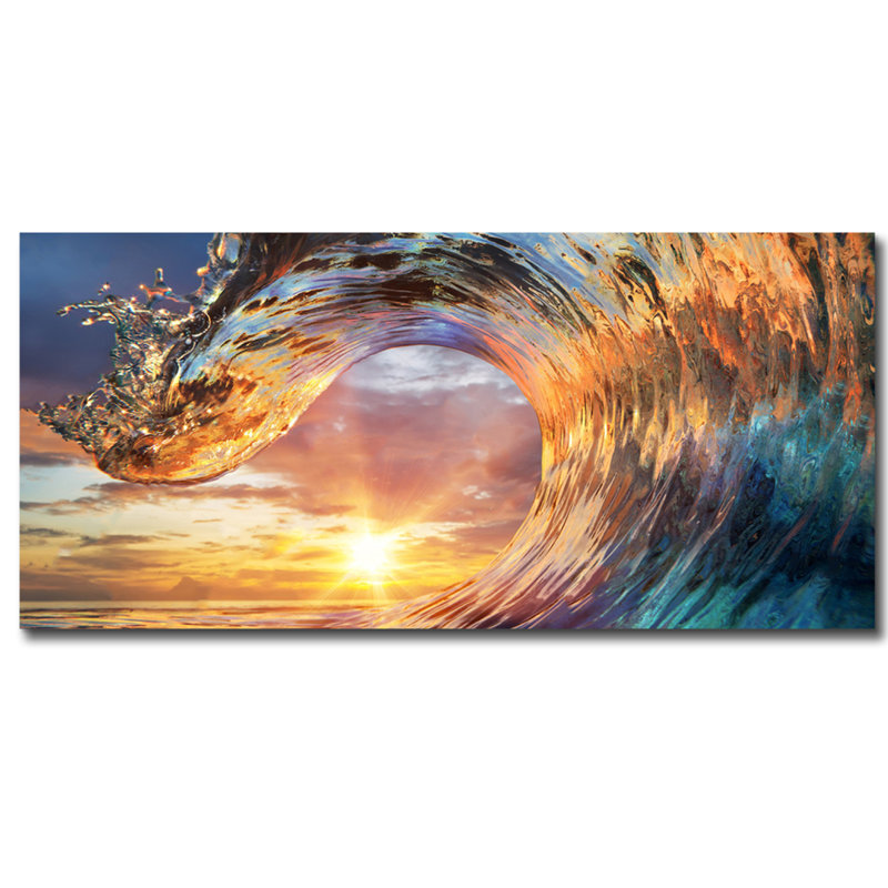 Sea Crest Sunset Print, 36" H x 84" W x 1.5" D, Acrylic