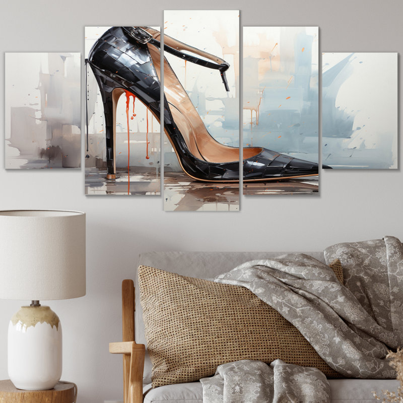 Black Fashion High Heel Power III - Ensemble de décoration murale mode en métal