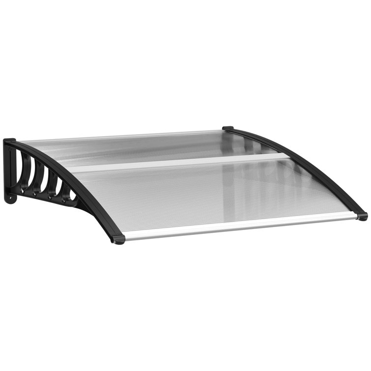 Outsunny 40.6'' W x 10.6'' D Polycarbonate Clear Cover Retractable Door / Window Awning