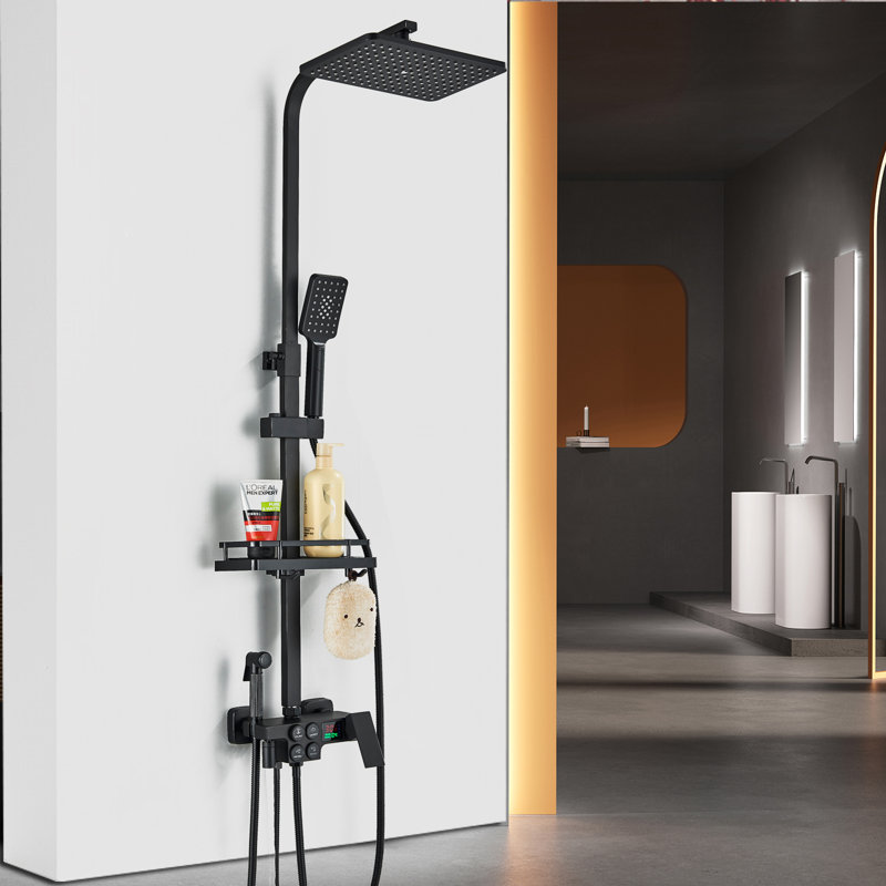 Système complet de robinet de douche, Noir mat