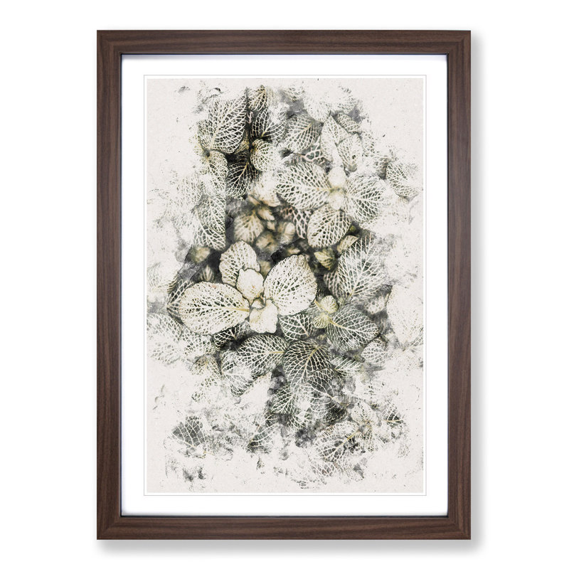 Plant Leaves Abstract - Picture Frame Painting Print, 63cm H x 45cm W x 2cm D, Walnut Framed