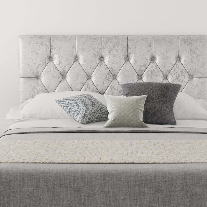 Talcott Upholstered Twill Panel Headboard, Small Double (4'), Velvet Silver