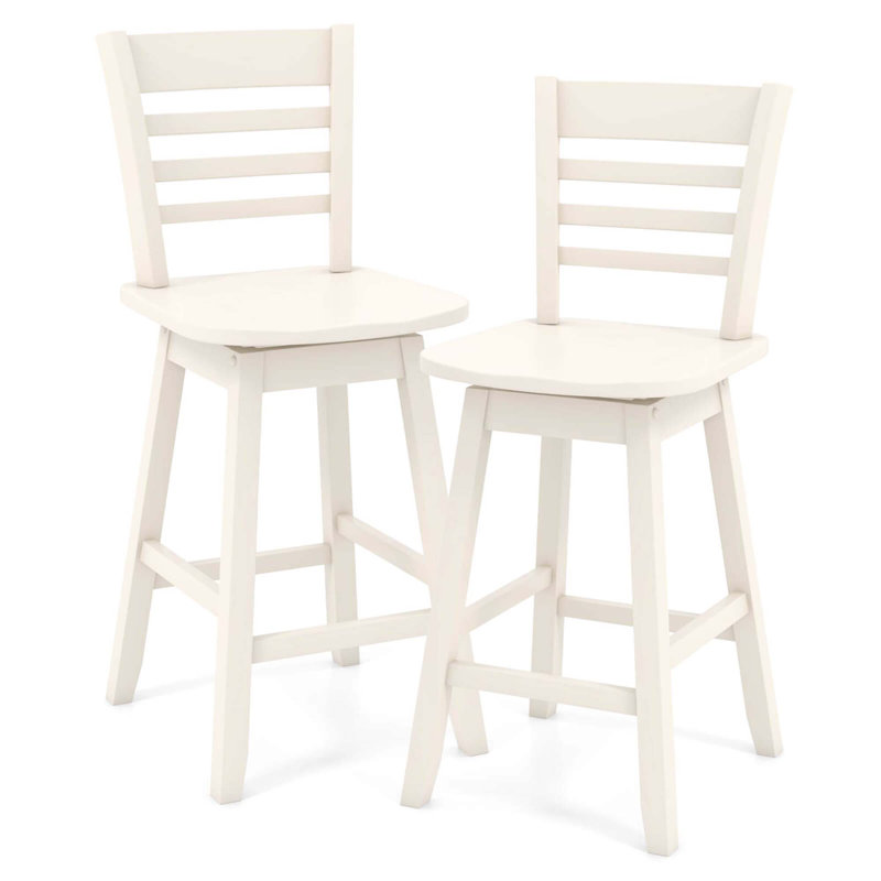 24.5" Counter Height Bar Chairs Swivel Bar Stools With Hollow Backrest, 2, Cream