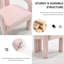 Ensemble de 2 chaises de salle à manger en velours rose, style baril, pour salon.-460032066