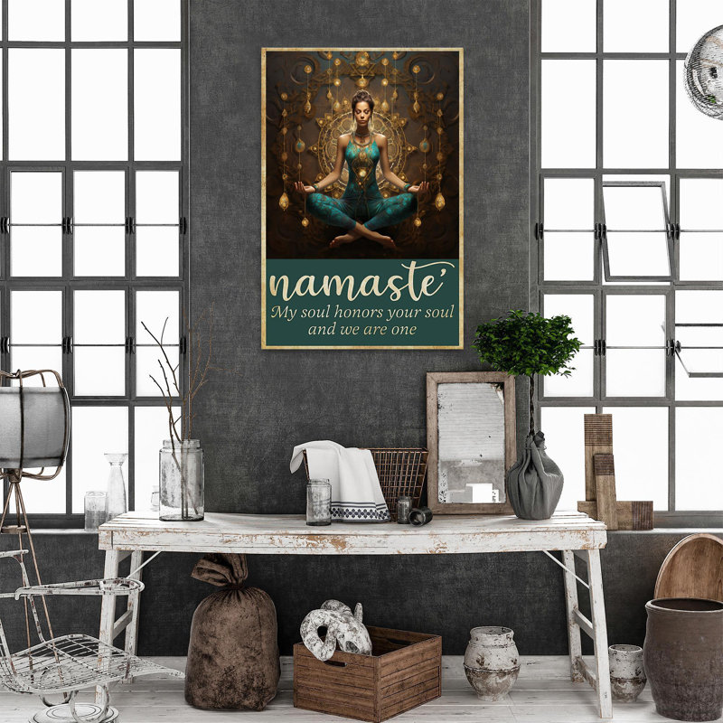 «Woman Yoga Namaste - 1 pièce, impression rectangulaire», H 36 po x l 24 po x P 1,25 po