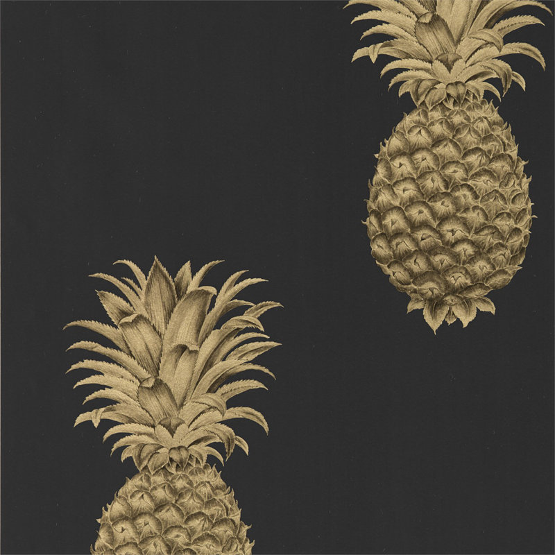 Pineapple Royale Wallpaper, Graphite/Gold