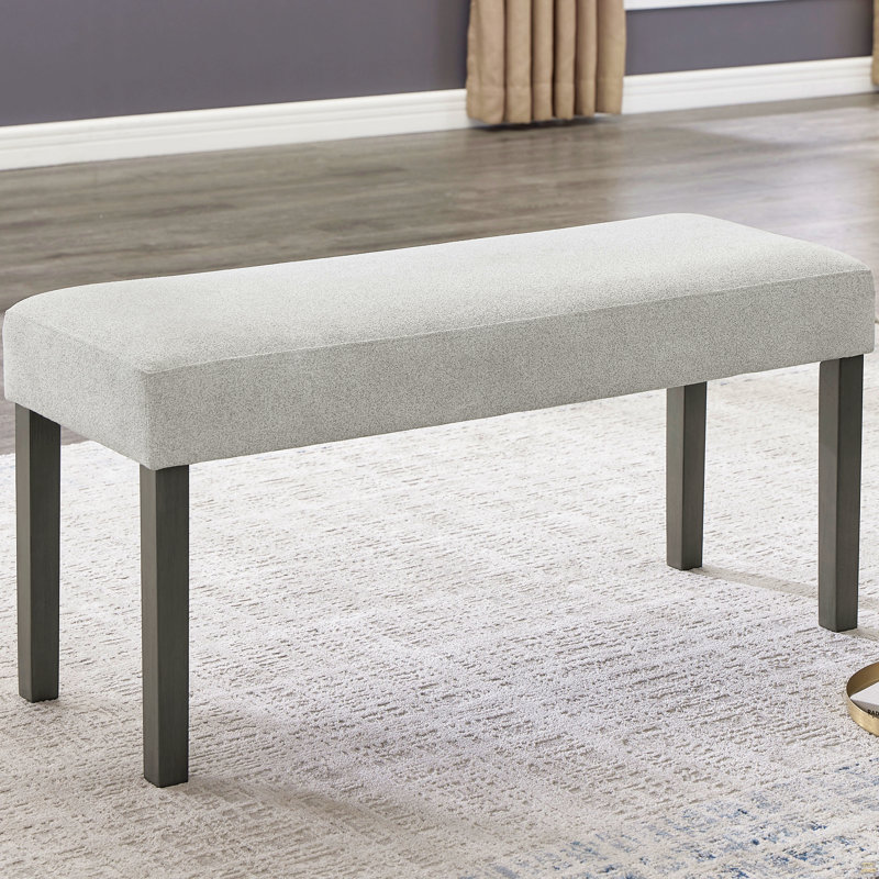 Banc rembourré en tissu gris clair Selena avec cadre en bois gris foncé Selena