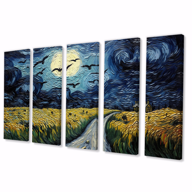 Vangogh Cornfield With Crows - Vangogh Canvas Print - 5 Equal Panels