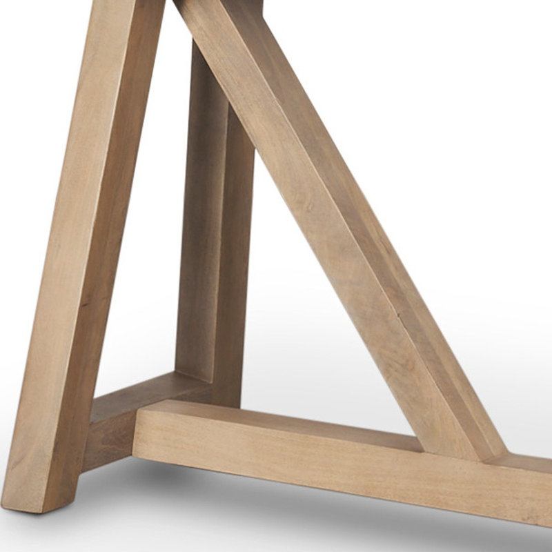 Console 70 po à tréteaux en bois massif noir et brun