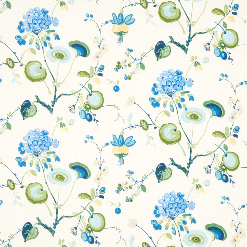Tissu en lin Vasily, Vert et bleu
