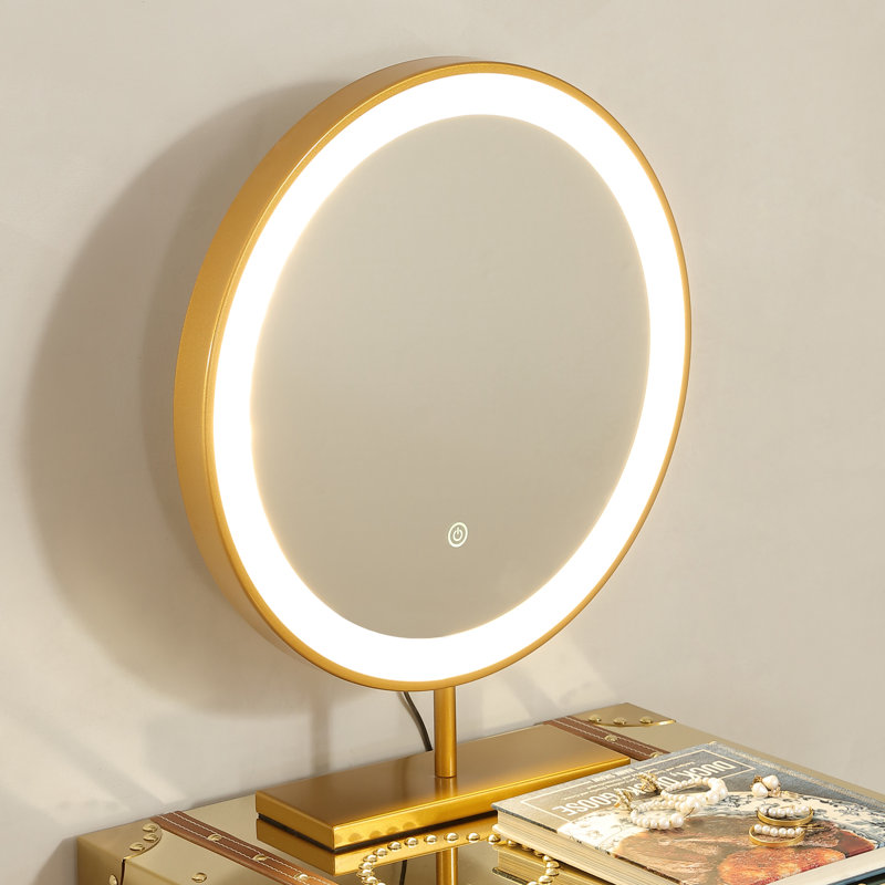Miroir de coiffeuse à DEL avec lumières, Doré