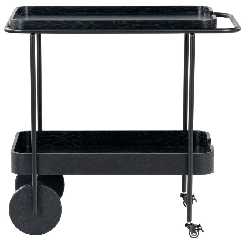 Malek Wood 2 Shelf Bar Cart, Black