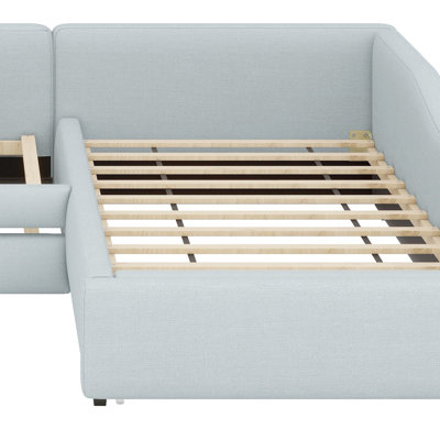 Upholstered Double Daybed With Trundle And Drawer